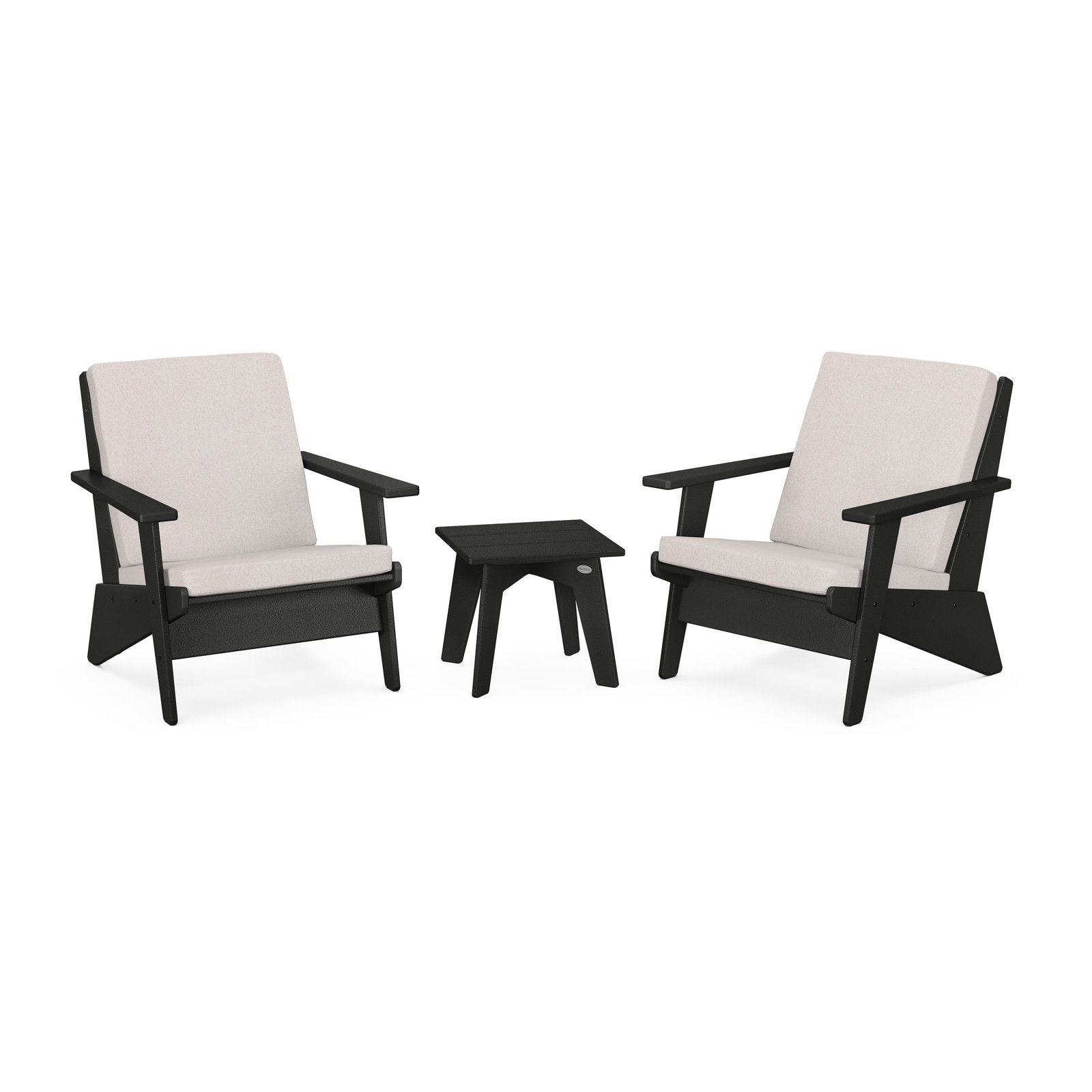 Riviera Modern Lounge 3-Piece Set, Black, Dune Burlap