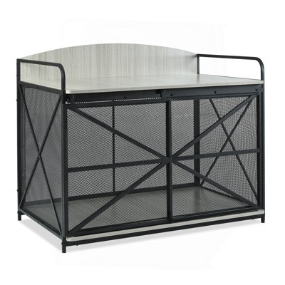 42.8" Heavy Duty Large Dog Crate Furniture for Large Medium Dog, Farmhouse Wooden Dog Kennel Indoor End Table, Decorative Pet House for Large Dogs