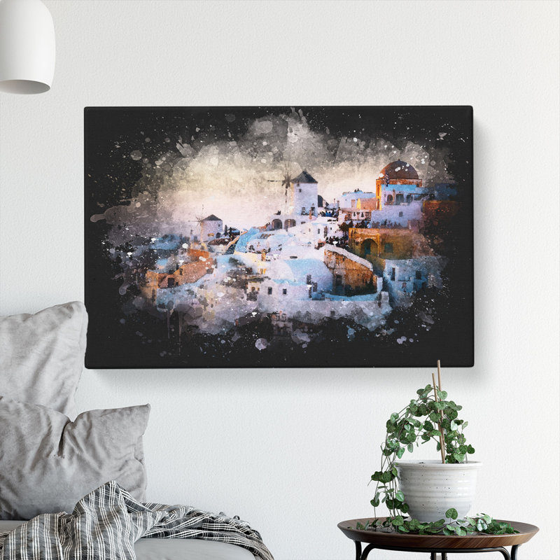 Oia Santorini Skyline In Greece - Wrapped Canvas, 40cm H x 60cm W x 3cm D