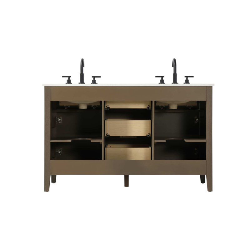 54 inch Double Bathroom Vanity in Chocolate Oak, Chocolate Oak