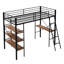 Lit mezzanine simple en métal noir avec bureau et tablette