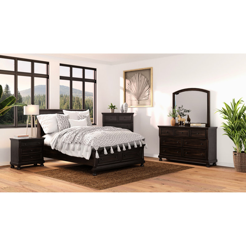 Dark Cherry Nightstand With Two Drawers - Ideal For Bedroom Solid Wood + Finish Drawer Space And