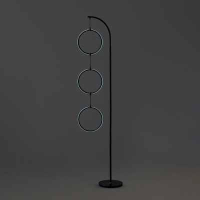 Nova 74 in. Industrial 3 Hanging Ring Light LED Floor Lamp with Selectable Colour Options