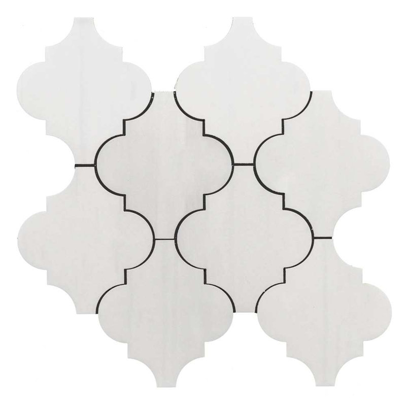 Stately Arabesque 11" x 12" Porcelain Marble Look Wall & Floor Tile, Dolomite Ivory