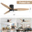 Ventilateur de plafond moderne à 3 pales en bois massif 56 "avec ensemble d'éclairage à intensité variable Kemp