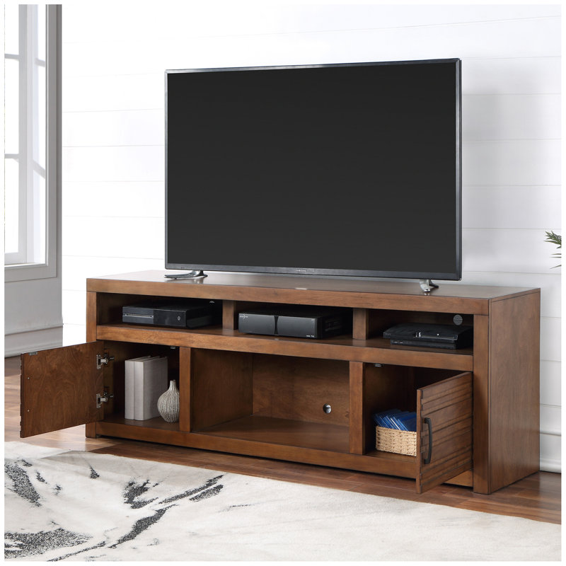 Meuble télé 72 po pour téléviseur de 85 po ou moins, aucun assemblage requis, finition whisky
