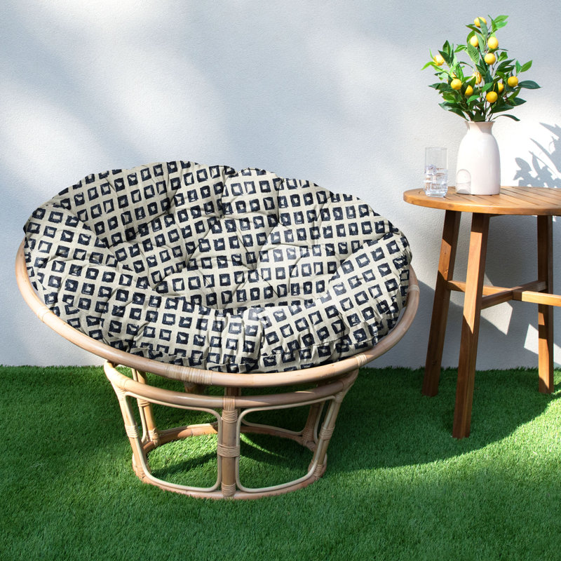 Sunbrella Outdoor 4'' Papasan Seat Cushion, Blue Geometric
