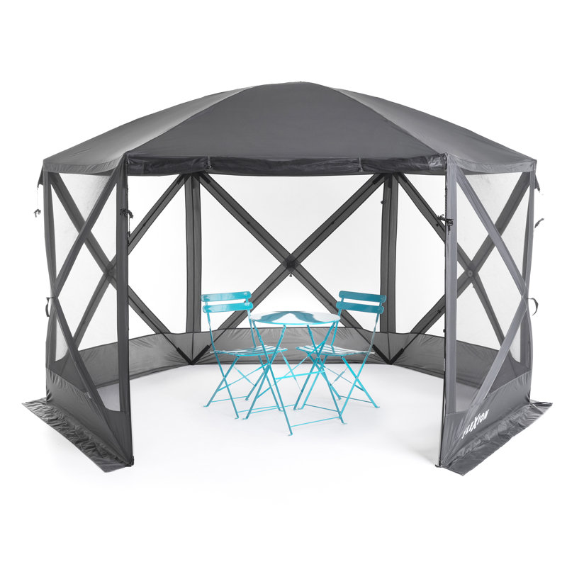 Flexion Outdoor 6 Sided 10 Ft. W x 10 Ft. D Metal Patio Gazebo, Gray