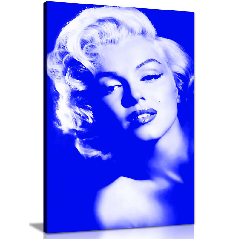 Marilyn Monroe Print - Wrapped Canvas Print, 31cm H x 20cm W, Blue