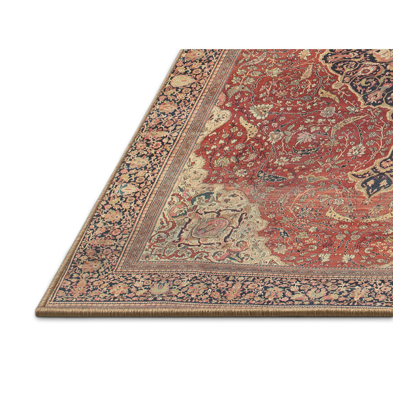 Tapis traditionnel brun / noir / orange Danyale, Rectangle 5 pi x 7 pi