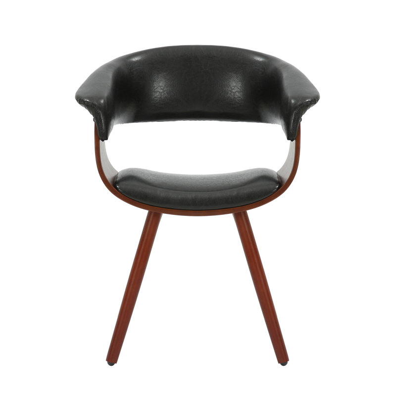 Ajax Faux Leather Mid-Century Dining Chair, Black