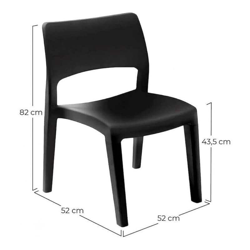 Leda Stacking Patio Dining Armchair, Black
