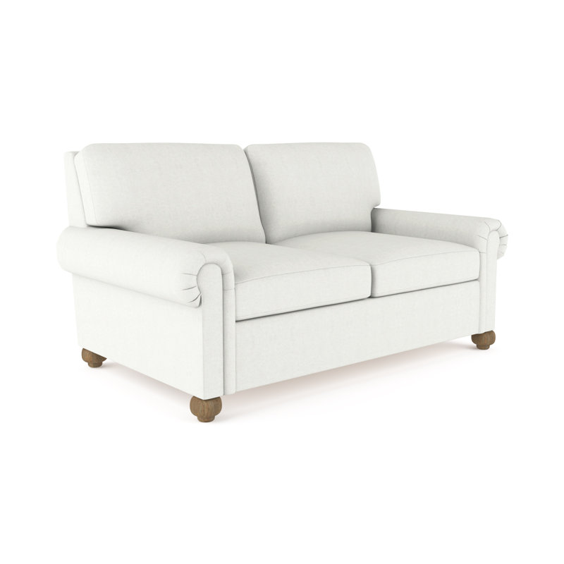 Causeuse Leroy, H 36 po x l 72 po x P 49 po, Velours moelleux blanc, Patiné