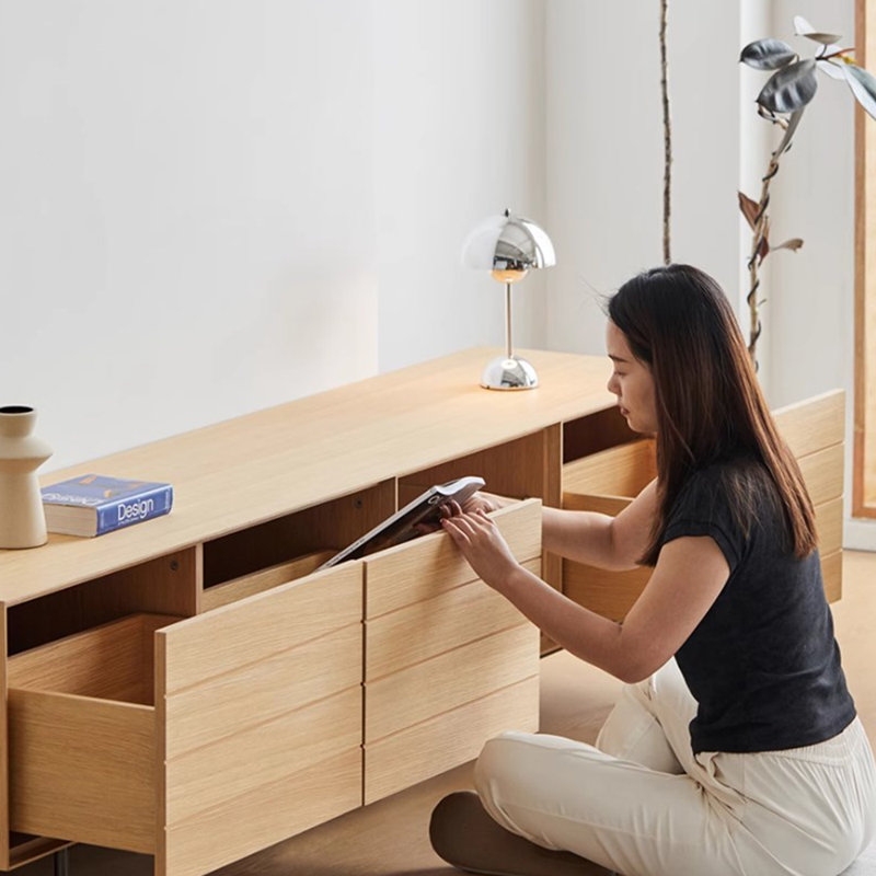 Simple design sense solid wood TV cabinet
