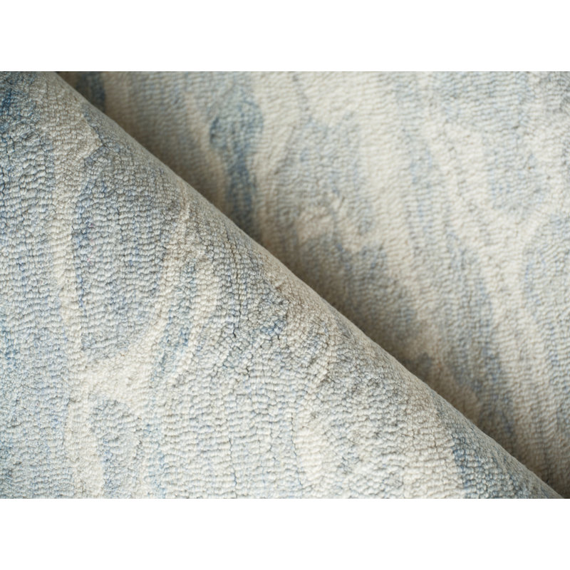 Cortero Hand Tufted Wool Abstract Area Rug in Light Blue/Ivory, Rectangle 6' x 9'