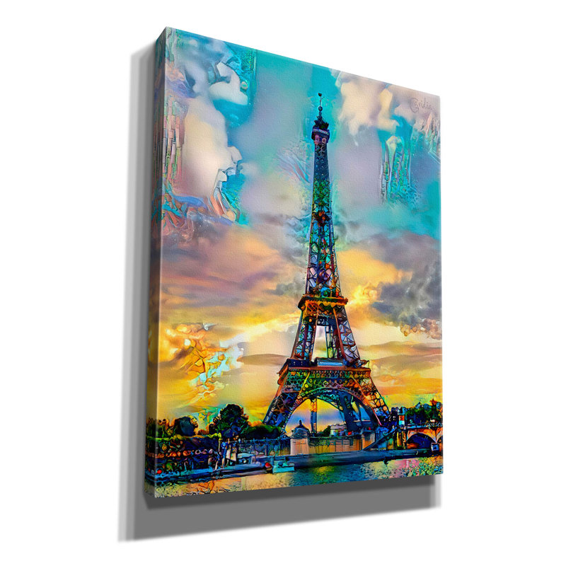  «Rio Senna Y Tour Eiffel» par Pedro Gavidia, art mural sur toile, 26 po x 34 po, H 34 po x l 26 po