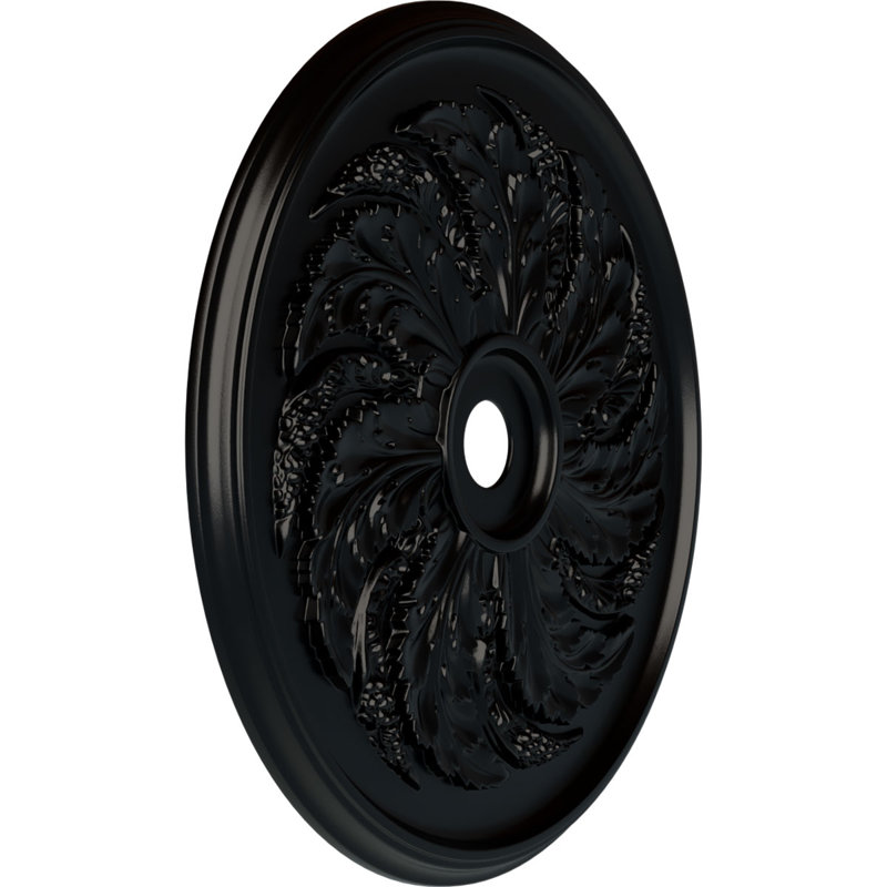 Médaillon de plafond Endurathane Sellek, DE 42 1/8 po x P 1 7/8 po (pour auvents jusqu'à 9 po), fini noir de jais peint à la main