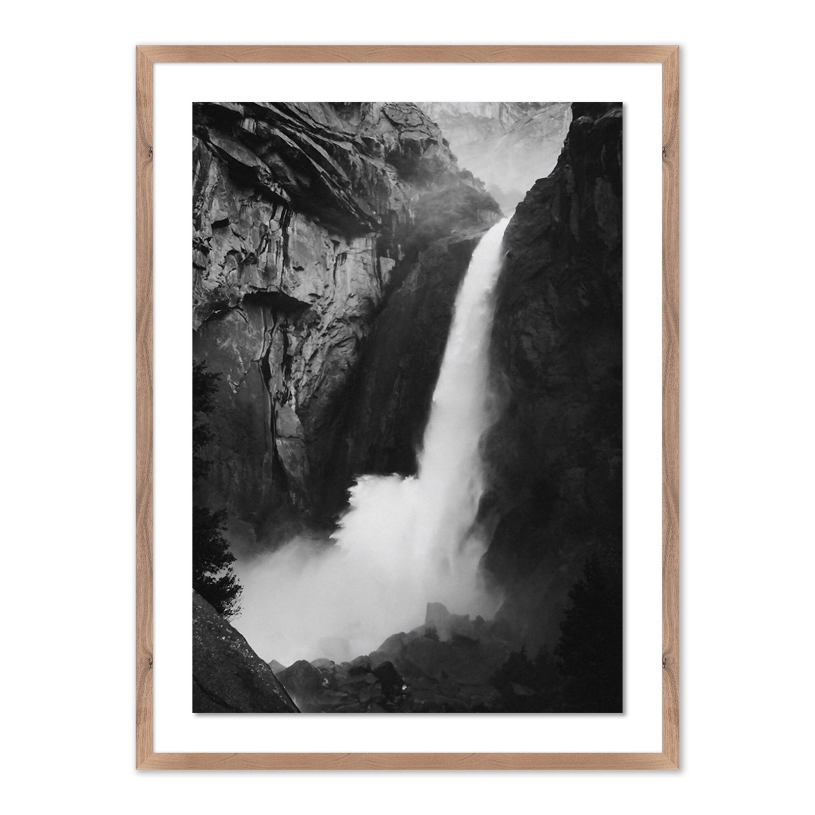 Lower Yosemite Falls Print, 24" H x 18" W x 1.5" D, Brown