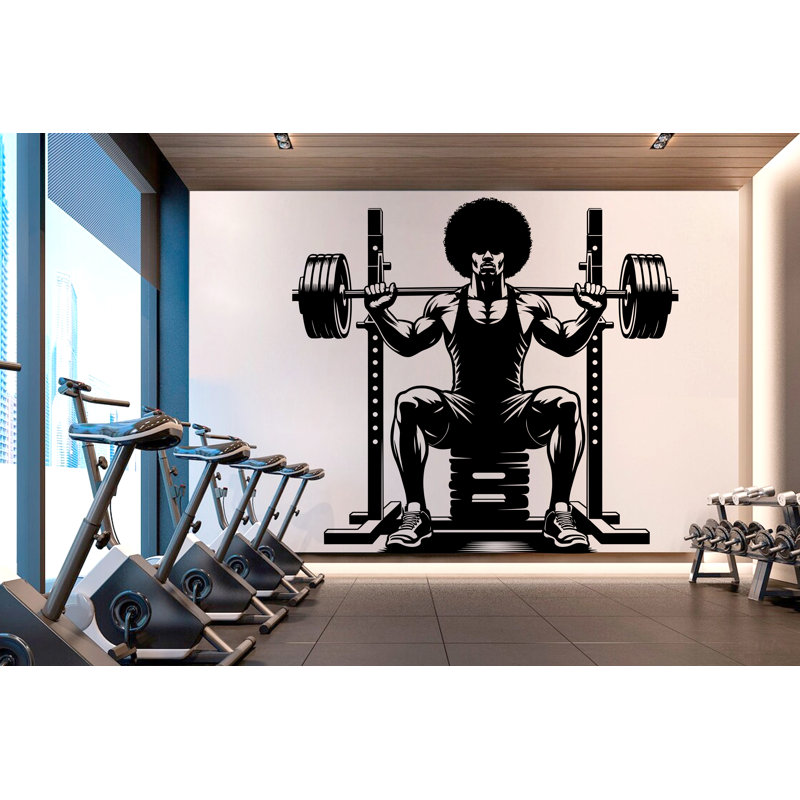 Adhésif décoratif Afro American Men Gym, H 19 po x l 17 po, Rose pastel