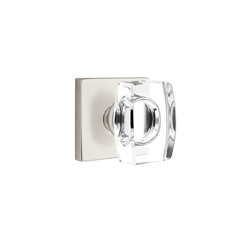 Privacy Windsor Crystal Knob with Square Rose, Satin Nickel