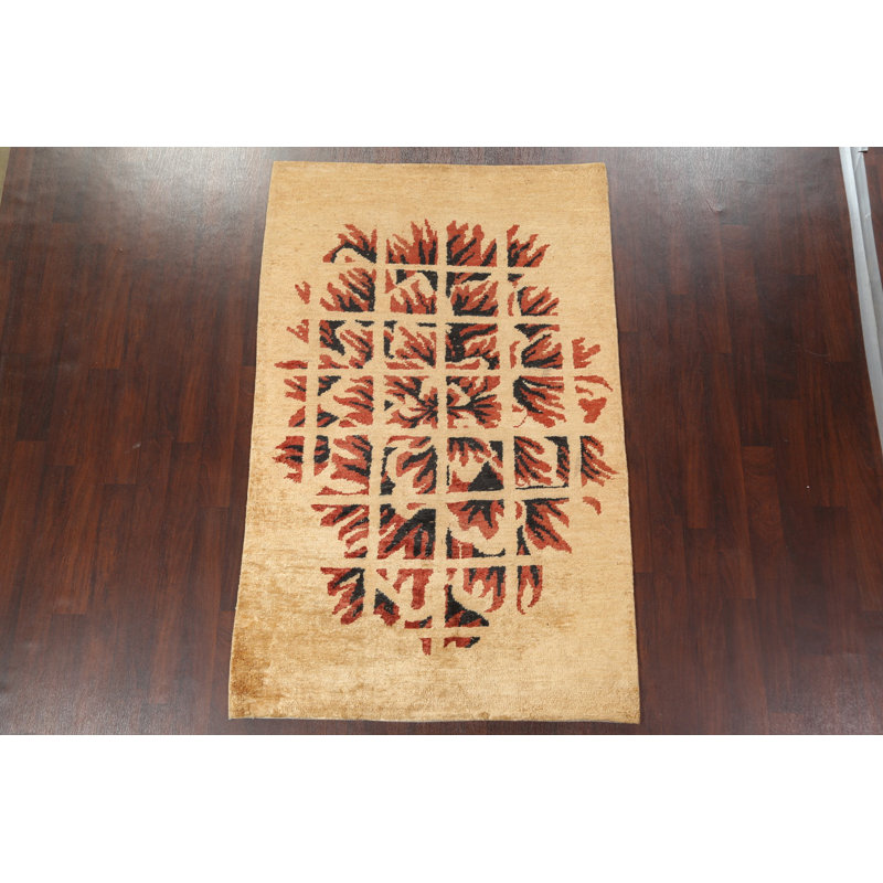 Tapis intérieur / extérieur abstrait noué à la main 5 x 8 po
