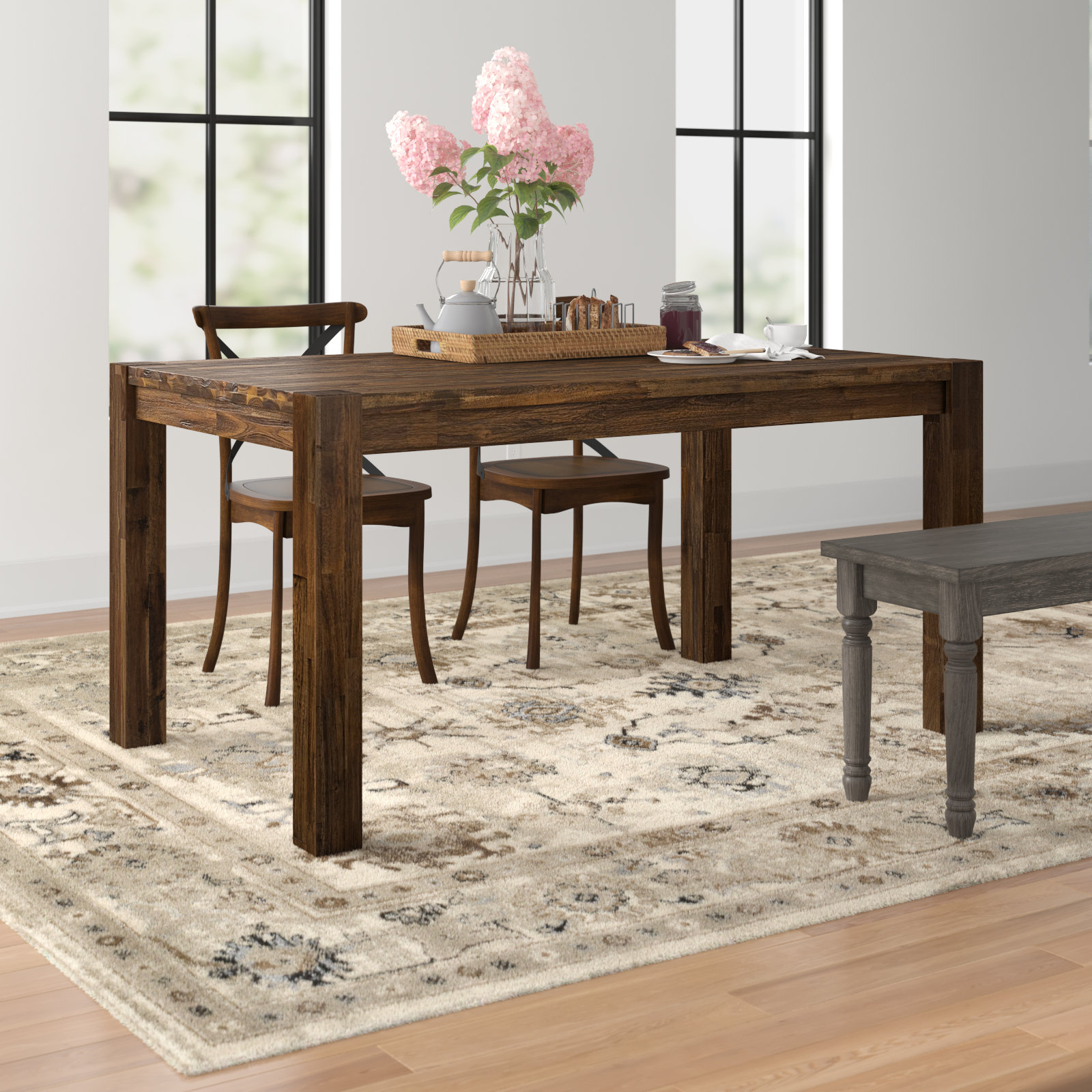 Three Posts Geib Solid Wood Dining Table Reviews Wayfair