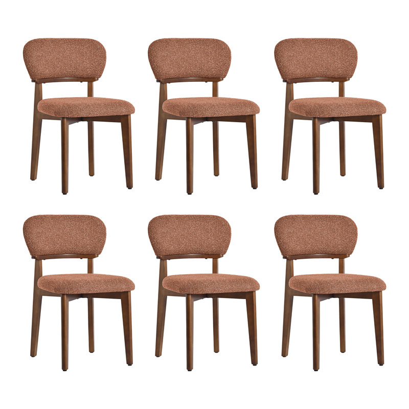 Chaises de salle à manger de style Mid-Century en boucle, hauteur d'assise 19,1 pouces, pieds en bois renforcés par des entretoises (ensemble de 6)