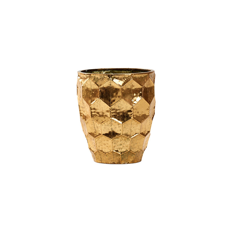 Medium Gold Metal Turtle Shell Planter, 14" H x 12.25" W x 12.25" D