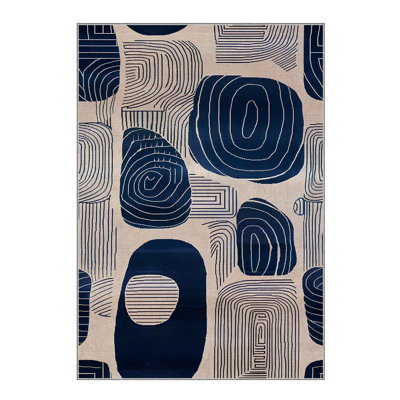 Non-Slip Area Rug, 2.6 x 4.9 ft, 60% Cotton & 40% Polyester | Machine Woven, Digital Print, No Pile, 0.3 in Thick | Easy to Clean, Stylish Design for Living Room & Bedroom | Durable & Comfortable