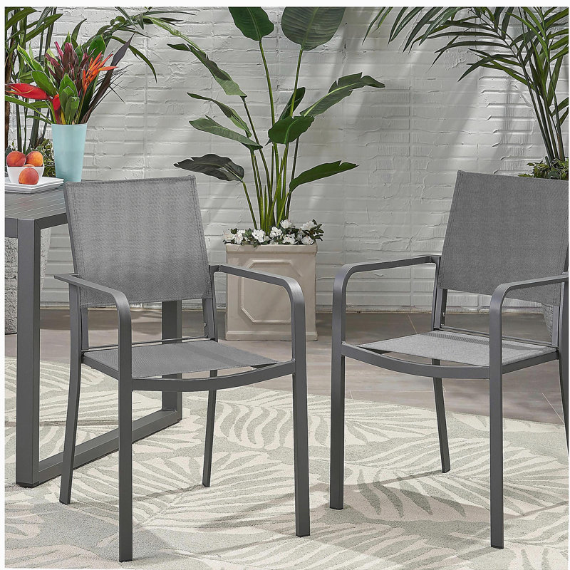 Chaise d'extérieur moderne en alliage d'aluminium, siège en filet, ensemble de deux
