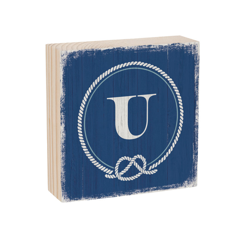 Coastal Wooden Plock Monogram Nautical 6" U