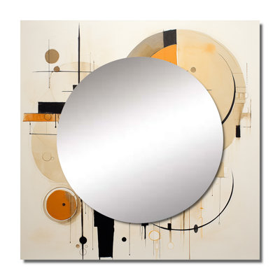 A Sense Of Timelessness Watercolor Yellow Black II - Abstract Square Living Room Wall Mirror Art