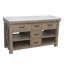 Meuble-lavabo double 60 po en bois naturel de style maison de campagne avec dessus en marbre blanc assemblé