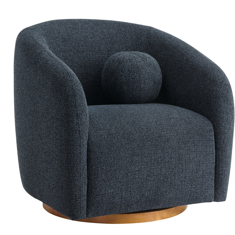 Holland Swivel Chenille Fabric Armchair , Navy