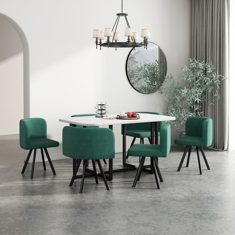 Ensemble de table de salle à manger, table de salle à manger rectangulaire avec chaises, cuisine, Vert