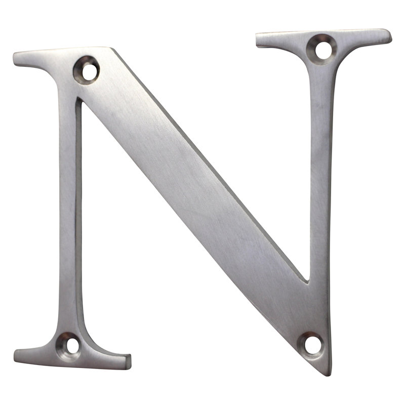 3'' H Brass House Letter, Satin Chrome, N
