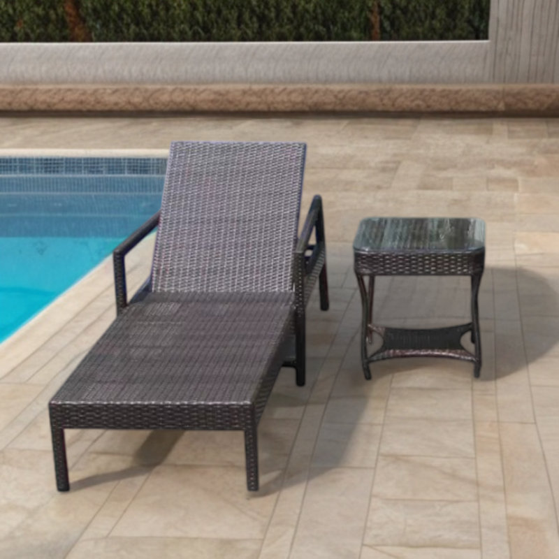 Kahmari Outdoor Chaise Lounge Set with Table