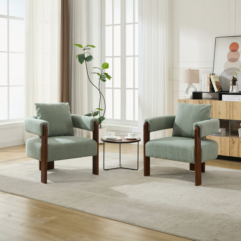 Upholstered 3-Legs Accent Chair, Green