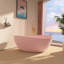 63" W X 37'' D Freestanding Acrylic Double Slipper Bathtub Matte Pink Soaking Tub Stand Alone Modern Bathroom Tub with Integrated Overflow & Centre Drain-120880536