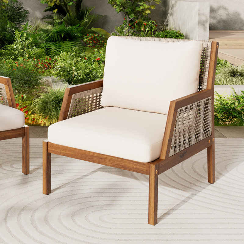 Rockmaster Outdoor Acacia Wood Club Chairs With Cushions