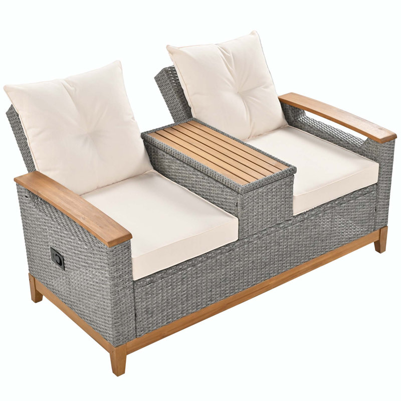 Causeuse d'extérieur avec coussins de 61,8 po Marhan, Beige