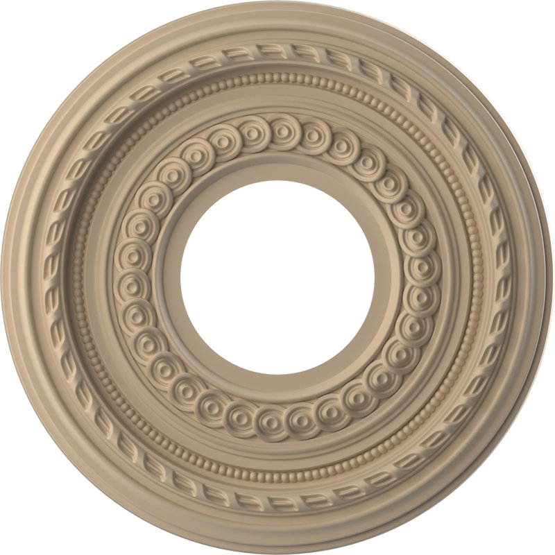 Médaillon Cole en PVC thermoformé pour plafond, H 10 po x l 10 po x P 0,75 po, Beige fumé satiné UltraCover