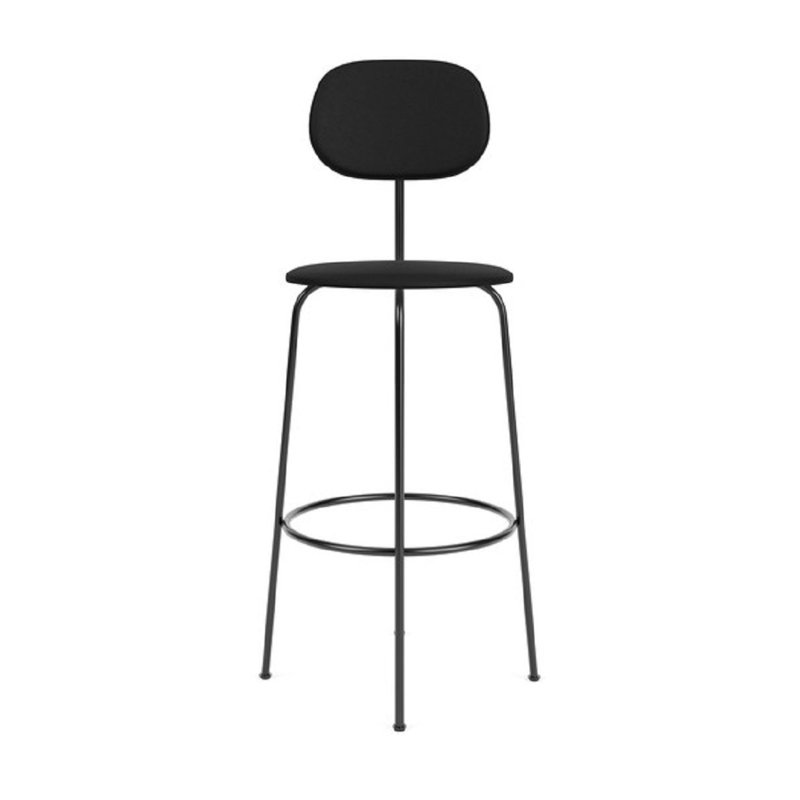 Afteroom Bar Chair Plus with Steel Frame, Bar Stool (28.9" Seat Height), Black Leather