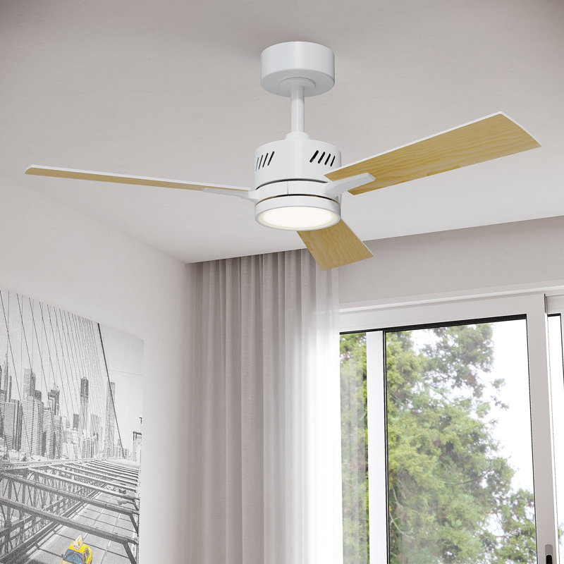 Ventilateur de plafond 42 po avec lumière DEL et télécommande Shinpei, Blanc
