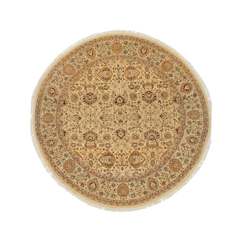 Tapis rond unique en laine noué à la main nouvel âge de 8 pi 10 po x 8 pi 10 po Carlotta