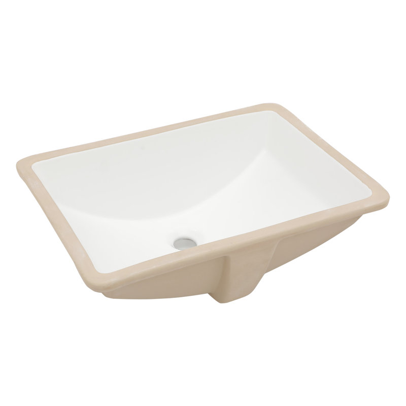 Upshaw White Rectangular Undermount Ceramic Bathroom Sink With Overflow - Sleek Modern Style, Stain , For Multiple Locations 21.5"X15" Contemporary Look, Different Settings
