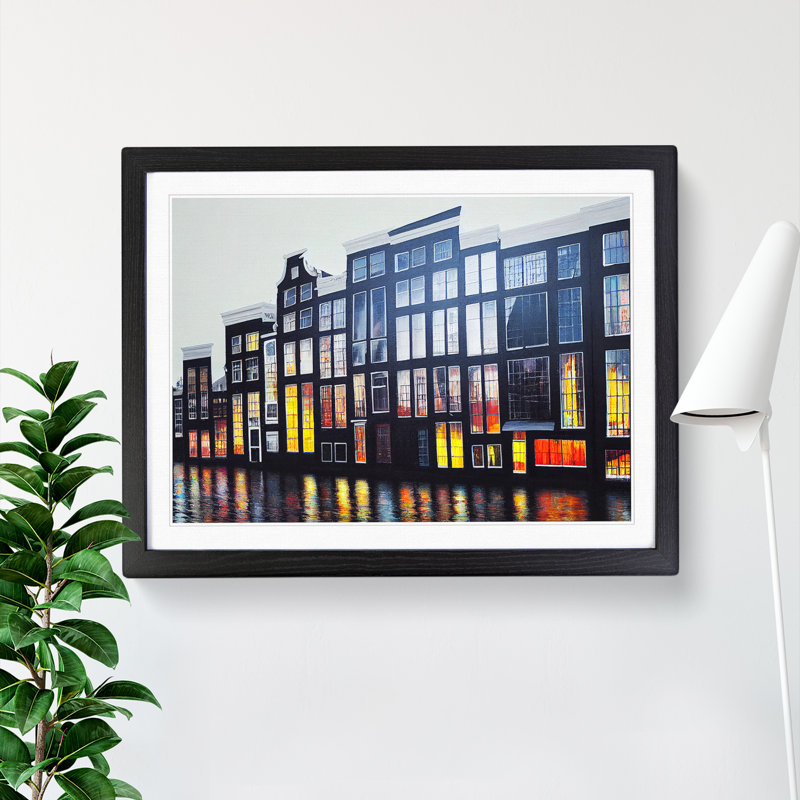 Amsterdam Architecture - Single Picture Frame Print, 46cm H x 64cm W x 2cm D, Black Framed