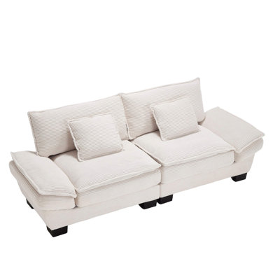 Oversized 2-Seater Corduroy Sofa, Modern Upholstered Loveseat with Deep Seats & Cushions, Comfortable Sofa Couch for Living Room, Bedroom & Small Apartments