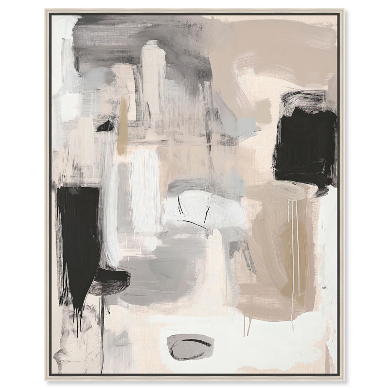 «Beauty of Beige II» par Art Remedy, H 21 po x l 17 po, Cadre flottant, Noir