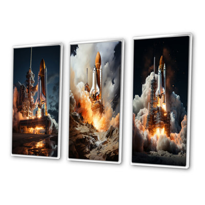 "Navette spatiale" 3 pièces sur toile